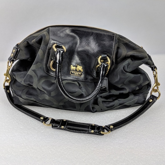 Coach | Bags | Coach Madison Op Art Sabrina Black Satchel Bag